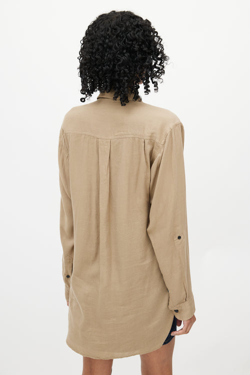 Isabel Marant Étoile Beige Cargo Button Down Shirt