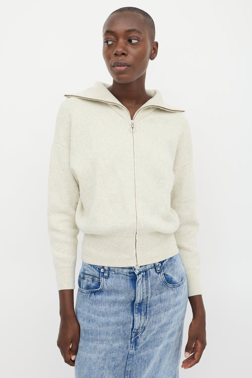 Isabel Marant Étoile Beige Cotton 
Wool Zip Cardigan