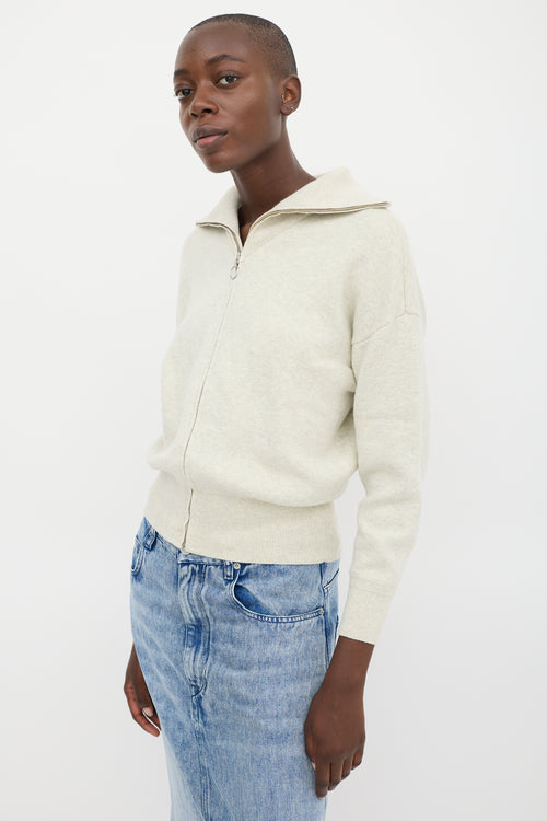 Isabel Marant Étoile Beige Cotton 
Wool Zip Cardigan