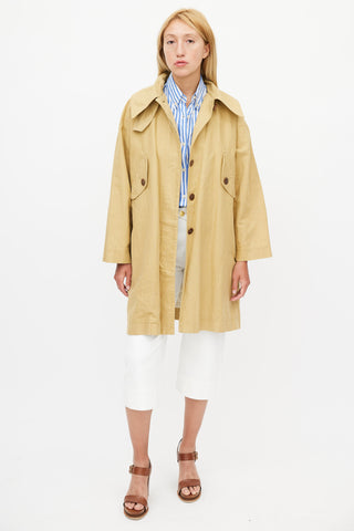 Isabel Marant Étoile Beige Hooded Linen Trench Coat