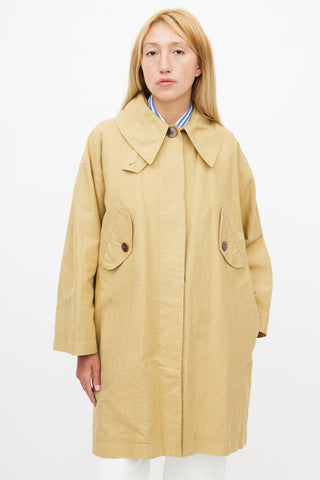 Isabel Marant Étoile Beige Hooded Linen Trench Coat