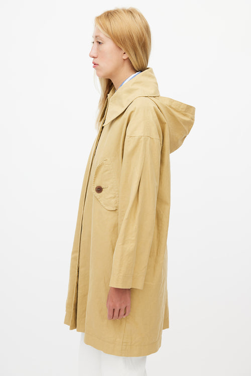 Isabel Marant Étoile Beige Hooded Linen Trench Coat