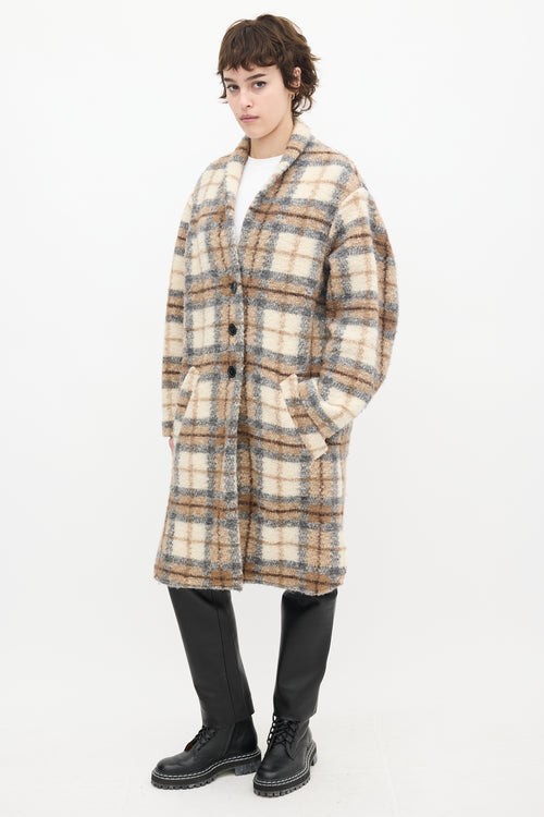 Isabel Marant Étoile Beige 
Multi Wool Plaid Gabriel Coat