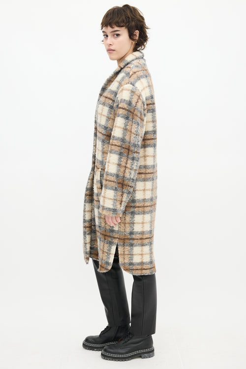 Isabel Marant Étoile Beige 
Multi Wool Plaid Gabriel Coat