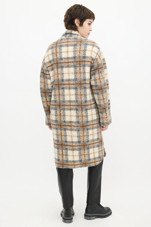 Isabel Marant Étoile Beige 
Multi Wool Plaid Gabriel Coat