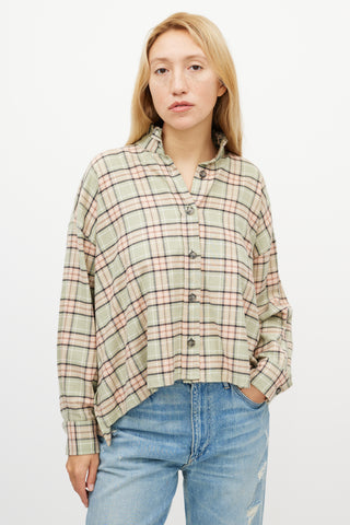 Isabel Marant Étoile Green 
Pink Plaid Shirt