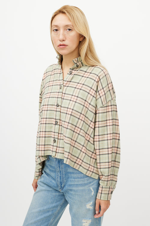 Isabel Marant Étoile Green 
Pink Plaid Shirt