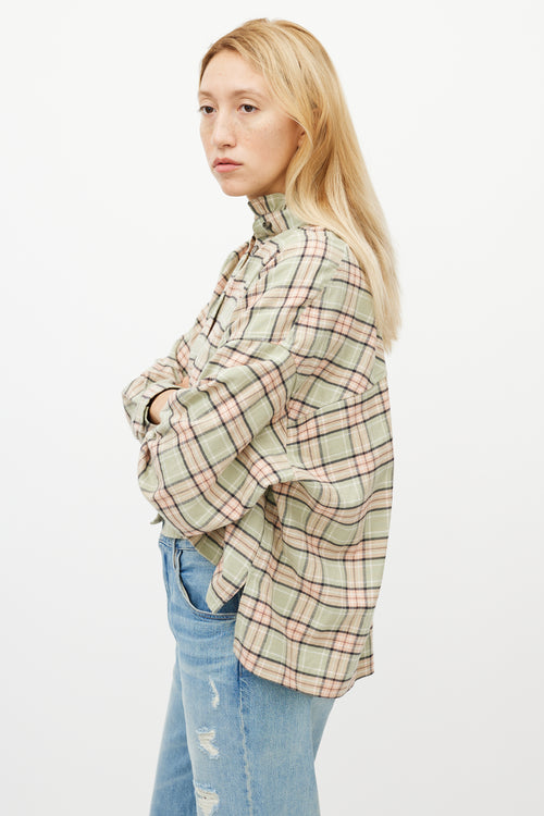 Isabel Marant Étoile Green 
Pink Plaid Shirt