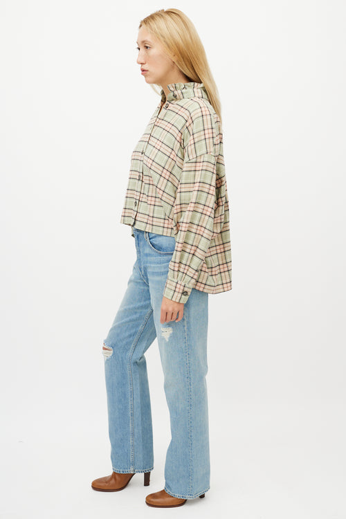 Isabel Marant Étoile Green 
Pink Plaid Shirt