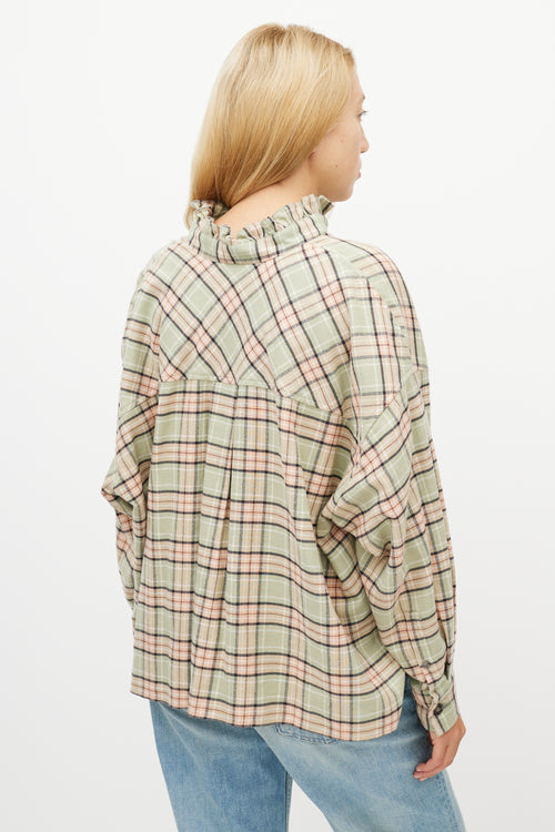 Isabel Marant Étoile Green 
Pink Plaid Shirt