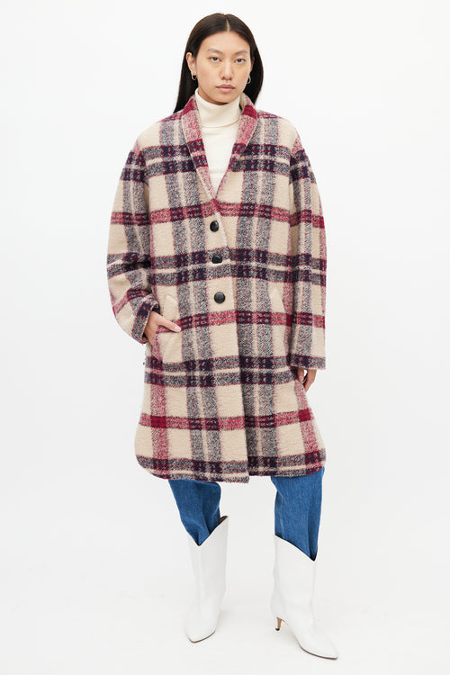 Isabel Marant Étoile Beige 
Purple Check Gabriel Coat