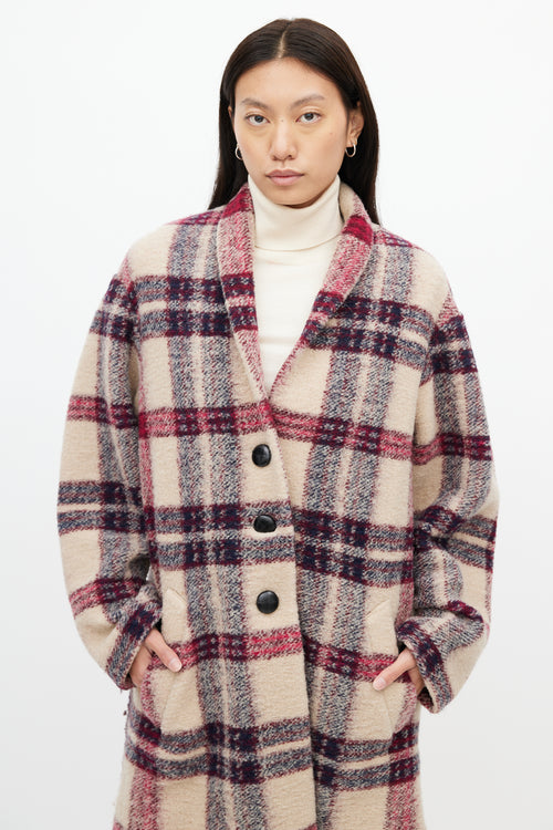 Isabel Marant Étoile Beige 
Purple Check Gabriel Coat