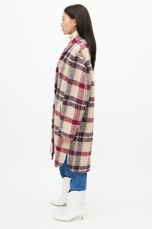 Isabel Marant Étoile Beige 
Purple Check Gabriel Coat