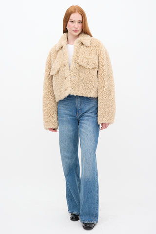 Isabel Marant Étoile Beige Sherpa Fazia Cropped Jacket