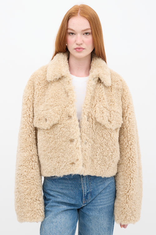 Isabel Marant Étoile Beige Sherpa Fazia Cropped Jacket