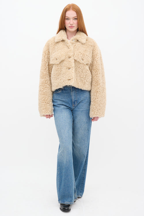 Isabel Marant Étoile Beige Sherpa Fazia Cropped Jacket