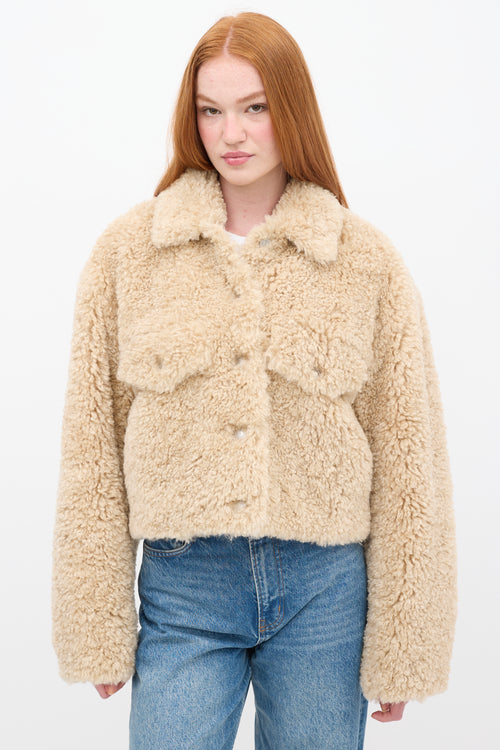 Isabel Marant Étoile Beige Sherpa Fazia Cropped Jacket