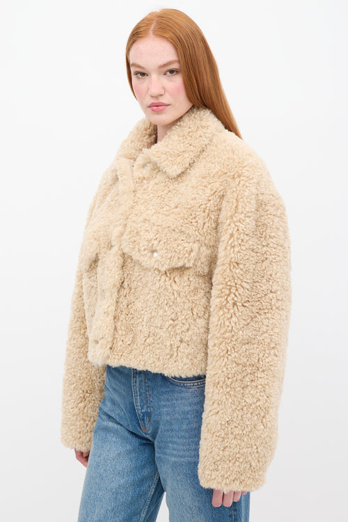 Isabel Marant Étoile Beige Sherpa Fazia Cropped Jacket