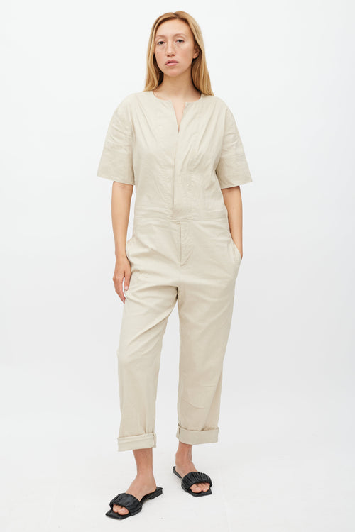 Isabel Marant Étoile Beige Short Sleeve Jumpsuit