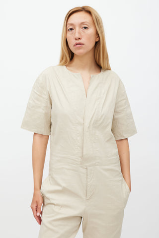 Isabel Marant Étoile Beige Short Sleeve Jumpsuit