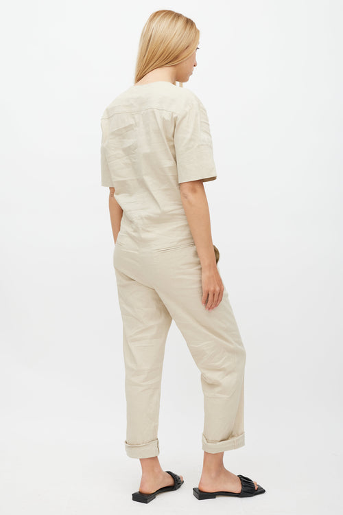 Isabel Marant Étoile Beige Short Sleeve Jumpsuit