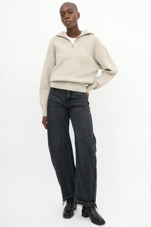 Isabel Marant Étoile Beige Wool Myclan Quarter Zip Sweater