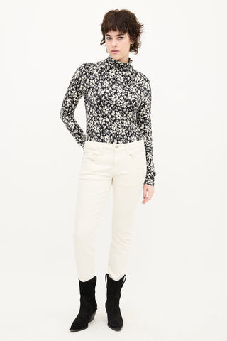 Isabel Marant Étoile Black 
Cream Printed Lou Top