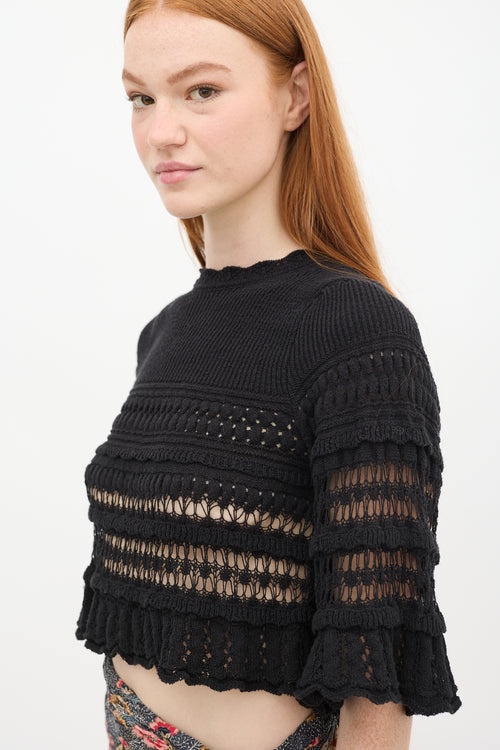 Isabel Marant Étoile Black Crochet Frizy Cropped Top