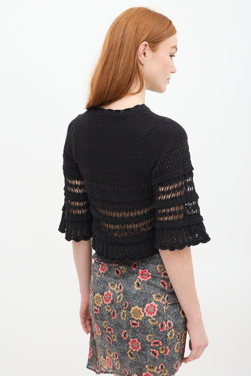 Isabel Marant Étoile Black Crochet Frizy Cropped Top