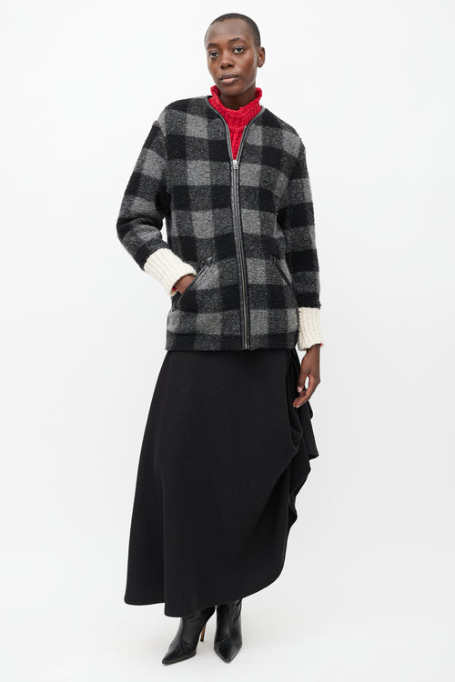 Isabel Marant Étoile Black 
Grey Plaid Wool Light Jacket