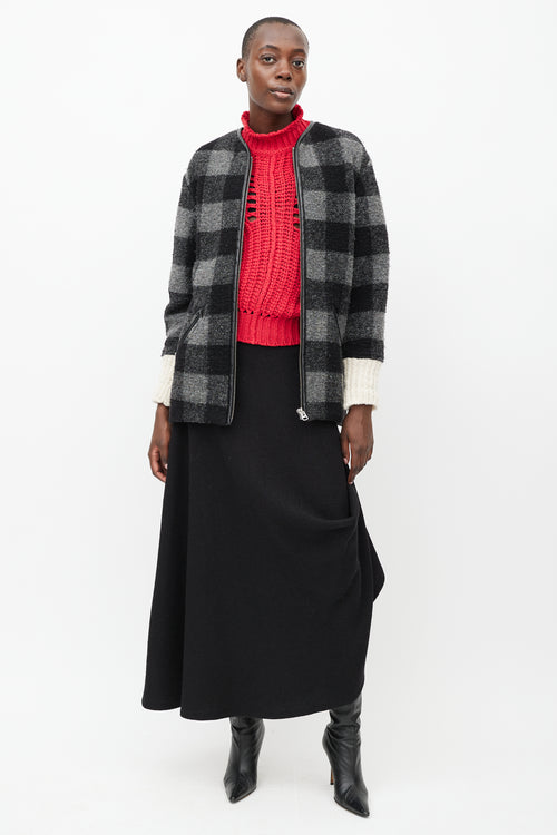 Isabel Marant Étoile Black 
Grey Plaid Wool Light Jacket