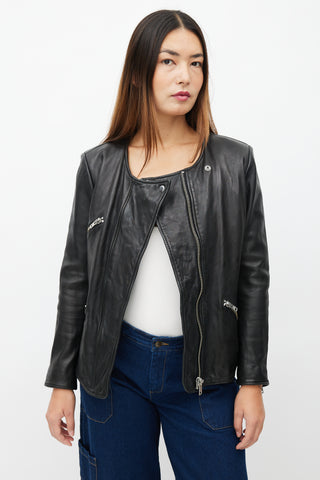 Isabel Marant Étoile Black Leather Padded Jacket