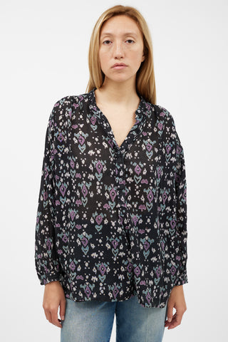 Isabel Marant Étoile Black 
Purple Pattern Top