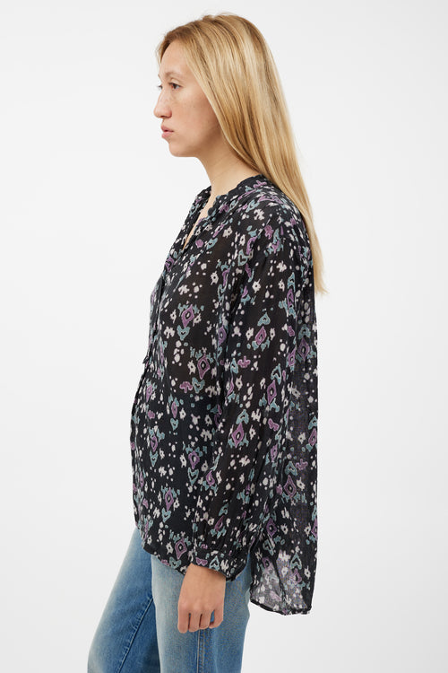 Isabel Marant Étoile Black 
Purple Pattern Top