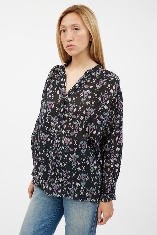 Isabel Marant Étoile Black 
Purple Pattern Top