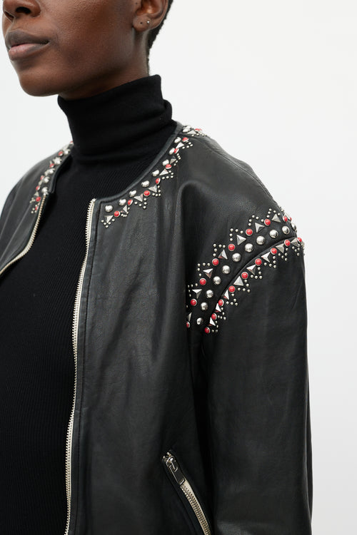 Isabel Marant Étoile Black Studded Leather Jacket