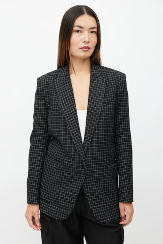 Isabel Marant Black 
White Check Oversized Blazer