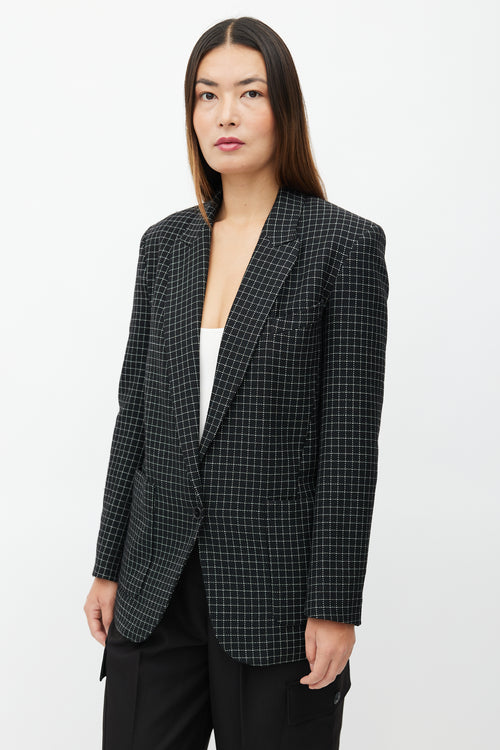 Isabel Marant Black 
White Check Oversized Blazer