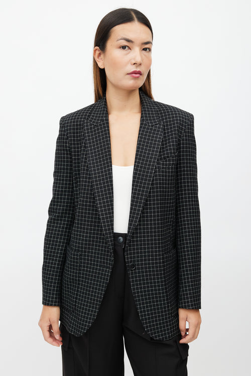 Isabel Marant Black 
White Check Oversized Blazer