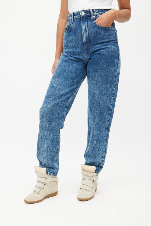 Isabel Marant Étoile Blue Acid Wash Tapered Denim Jeans