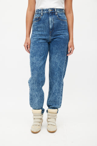 Isabel Marant Étoile Blue Acid Wash Tapered Denim Jeans