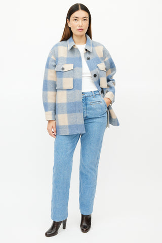 Isabel Marant Étoile Blue 
Beige Plaid Shirt Jacket