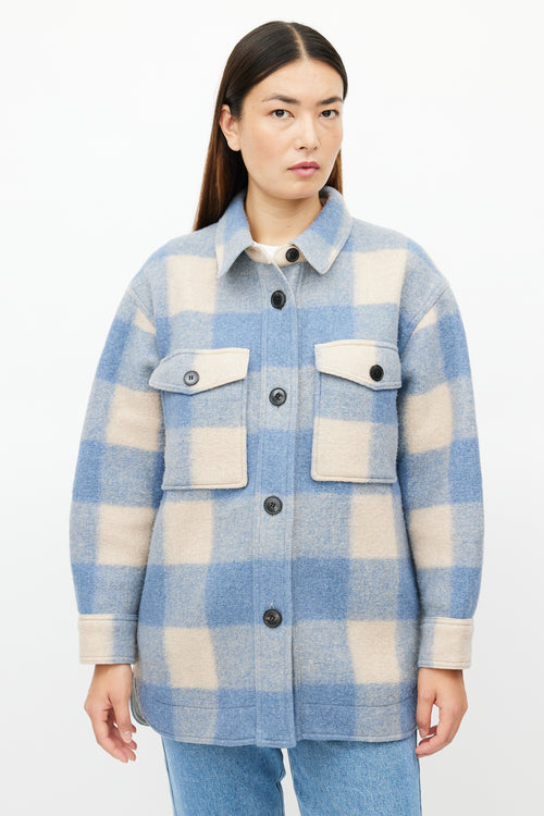 Isabel Marant Étoile Blue 
Beige Plaid Shirt Jacket