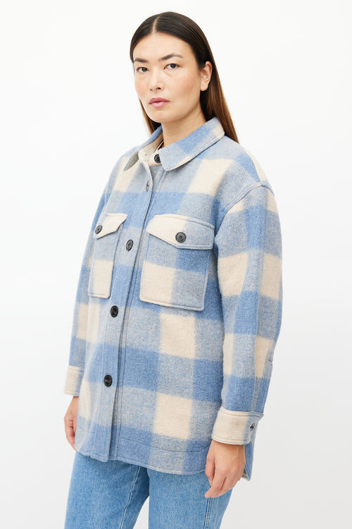 Isabel Marant Étoile Blue 
Beige Plaid Shirt Jacket