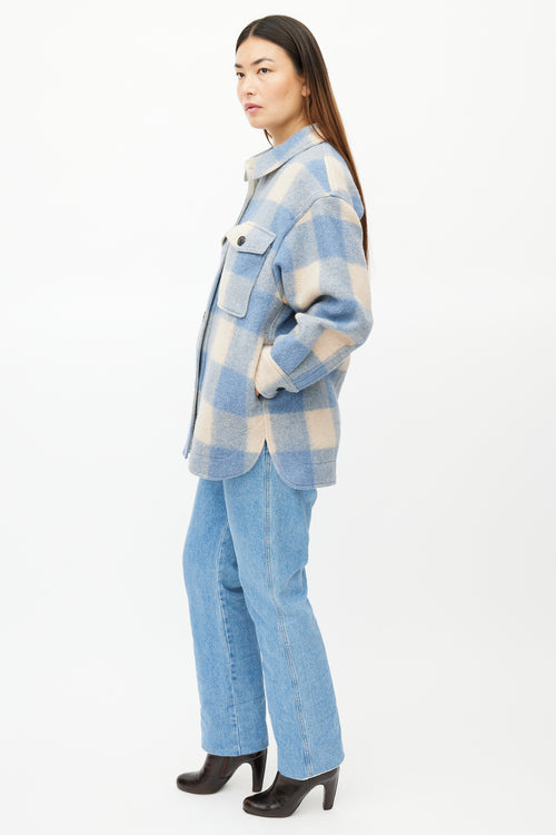 Isabel Marant Étoile Blue 
Beige Plaid Shirt Jacket