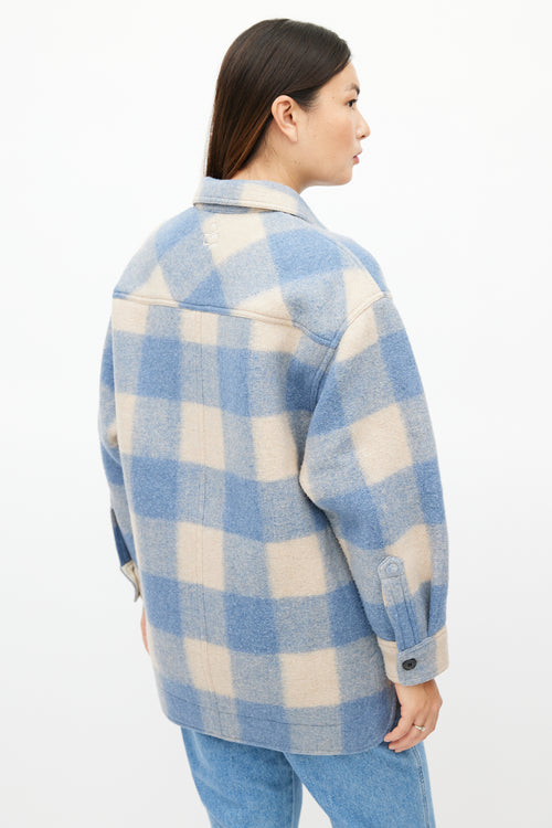 Isabel Marant Étoile Blue 
Beige Plaid Shirt Jacket