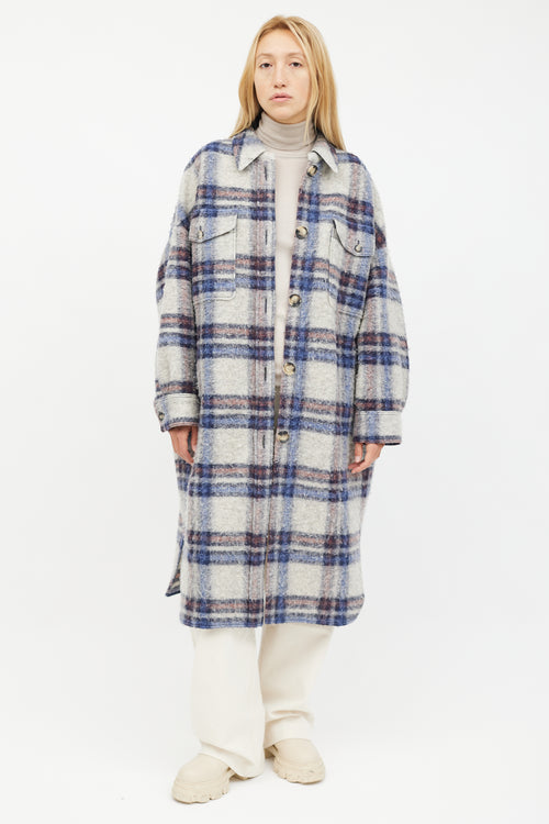 Isabel Marant Étoile Blue Gabrion Checked Wool Jacket