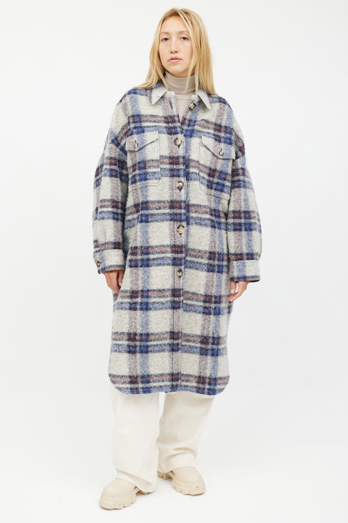 Isabel Marant Étoile Blue Gabrion Checked Wool Jacket