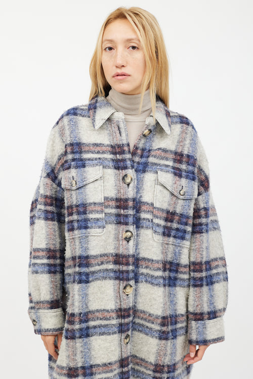 Isabel Marant Étoile Blue Gabrion Checked Wool Jacket