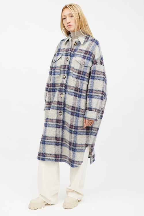 Isabel Marant Étoile Blue Gabrion Checked Wool Jacket